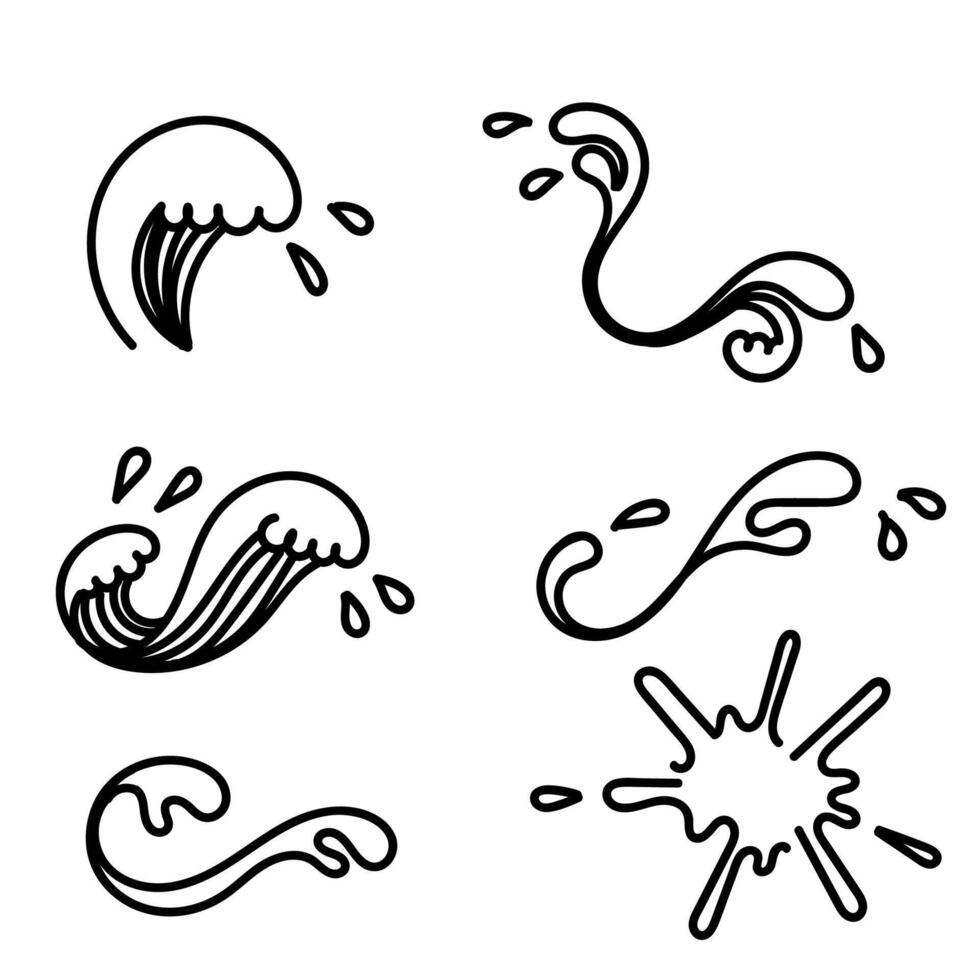 wave icon set splash illustration vector