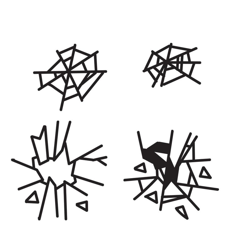 a set of four different types of broken glass vector