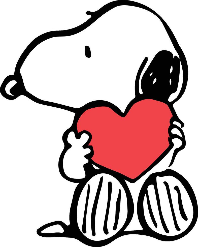 snoopy holding big heart vector