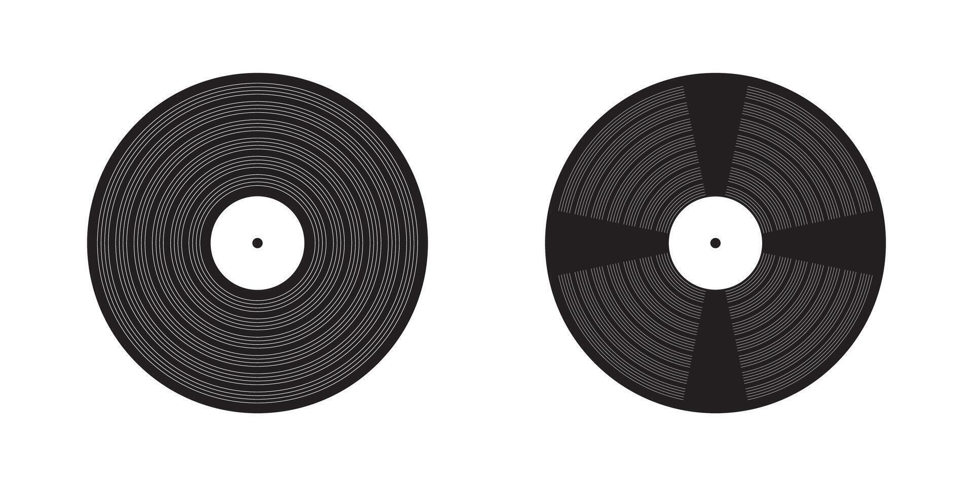 DJ turntable and vinyl record illustration Retro LP music disc icons for vintage party vibe 70s 80s 90s nostalgia isolated artwork vector