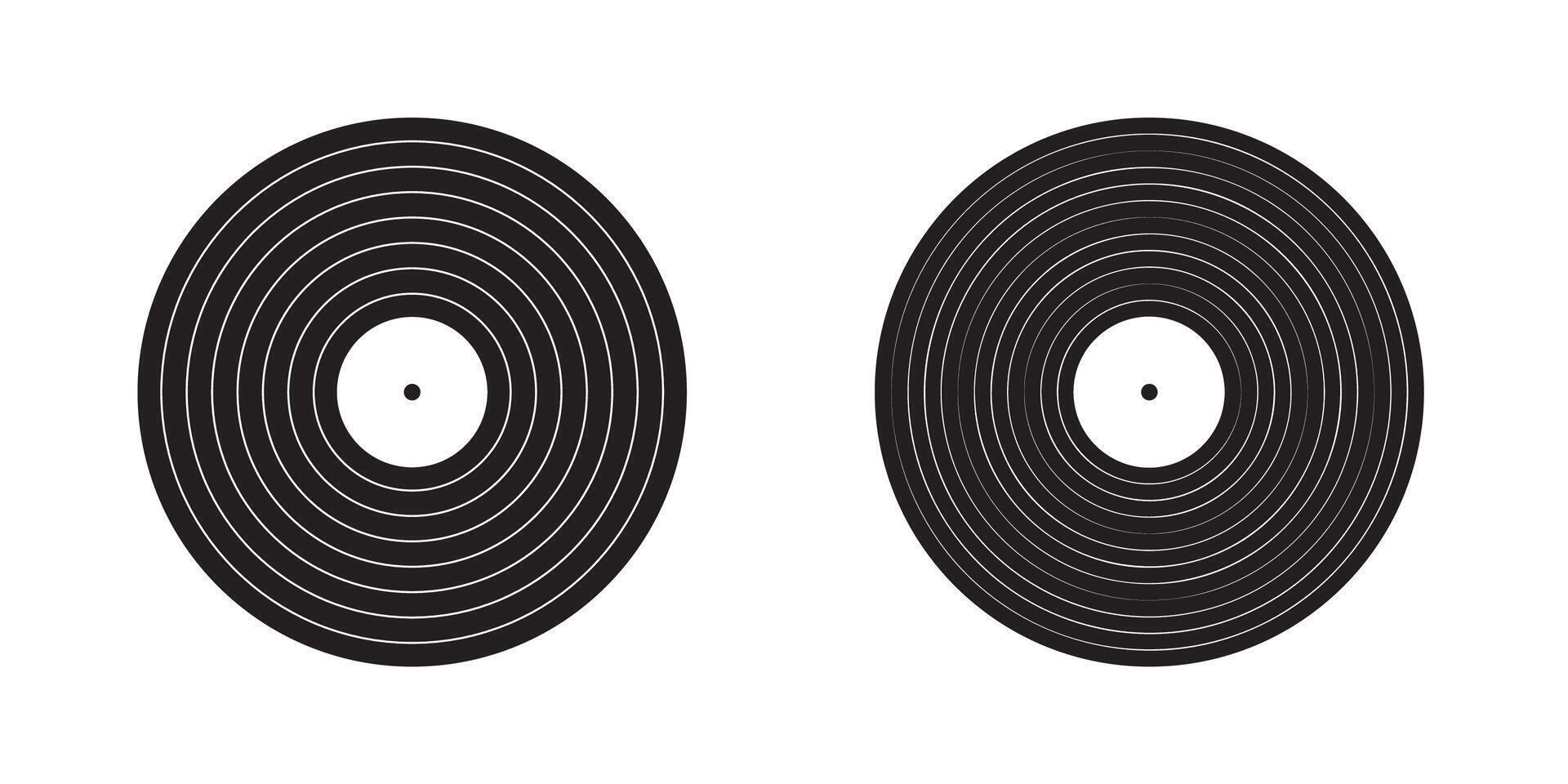 Vinyl LP music record collection Turntable discs and retro audio equipment for 70s 80s 90s nostalgic party illustration on white background vector