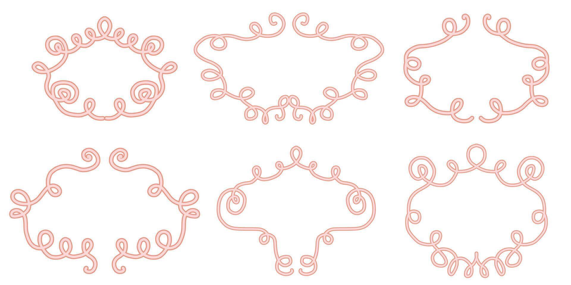 Elegant vintage calligraphic frames set with hand drawn flourishes and ornamental text separators for invitations certificates and greeting cards vector