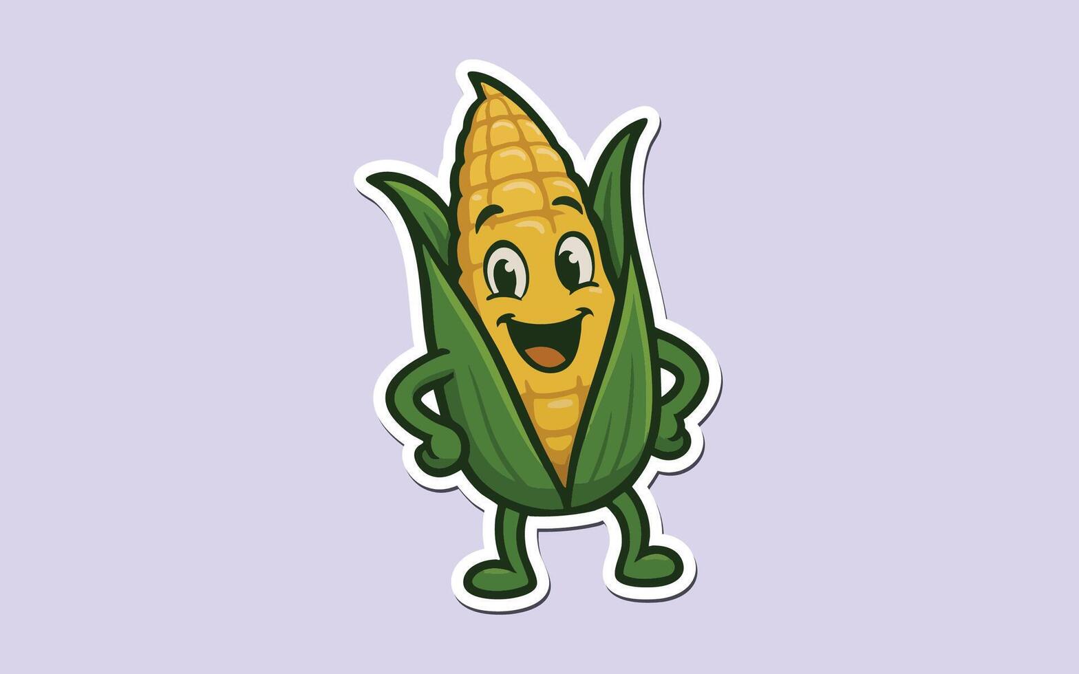 corn sticker with a smiley face vector