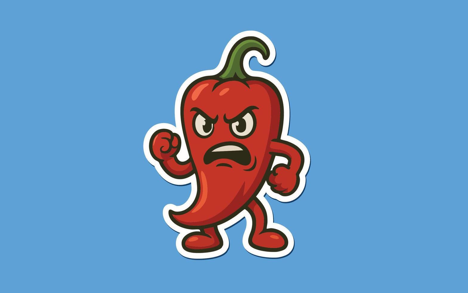 a sticker of a red hot pepper character vector
