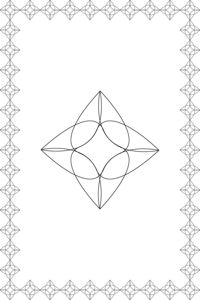 Floral Abstract Design with Frame line art vector