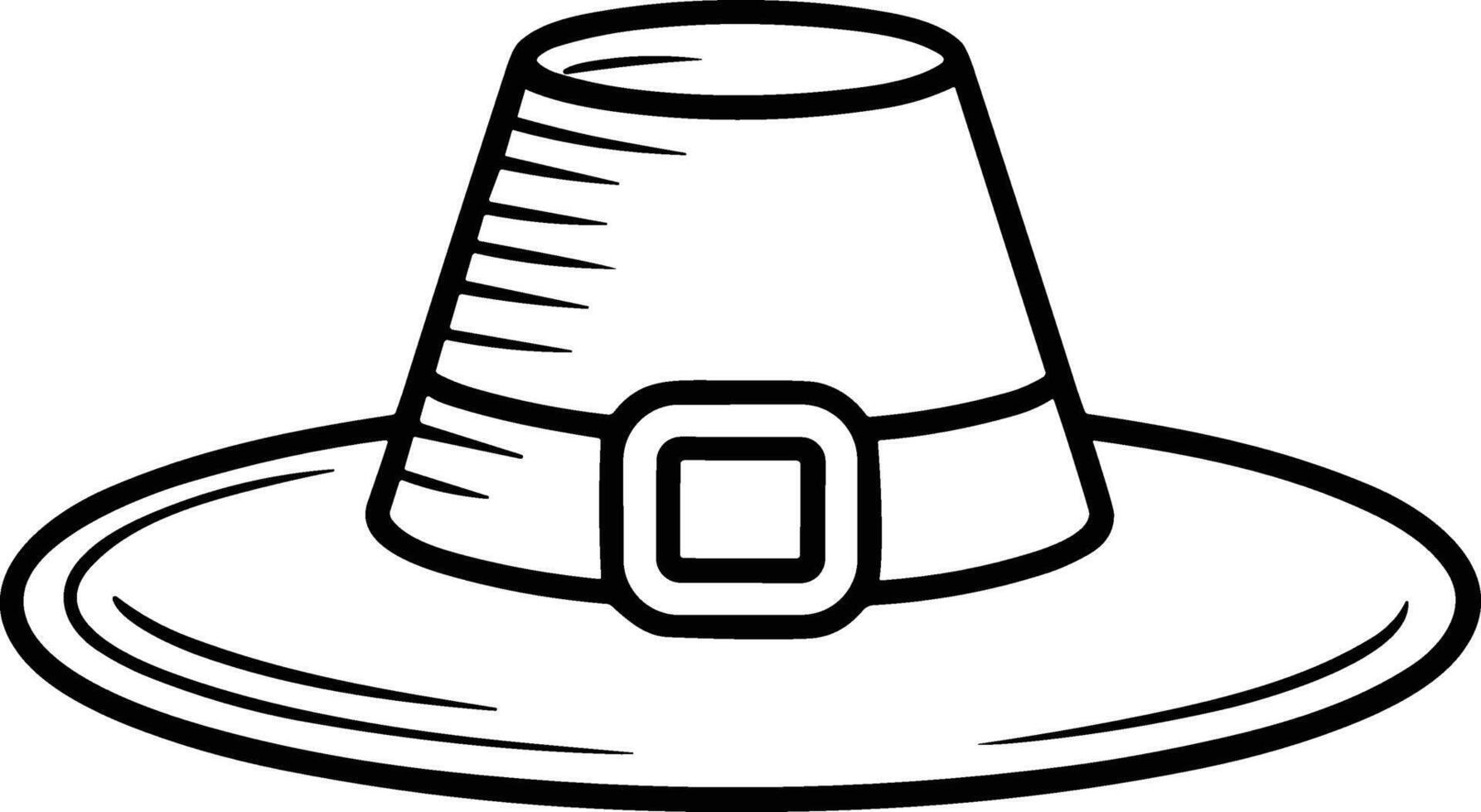 Thanksgiving Pilgrim Hat Outline - Classic Line Art Illustration vector