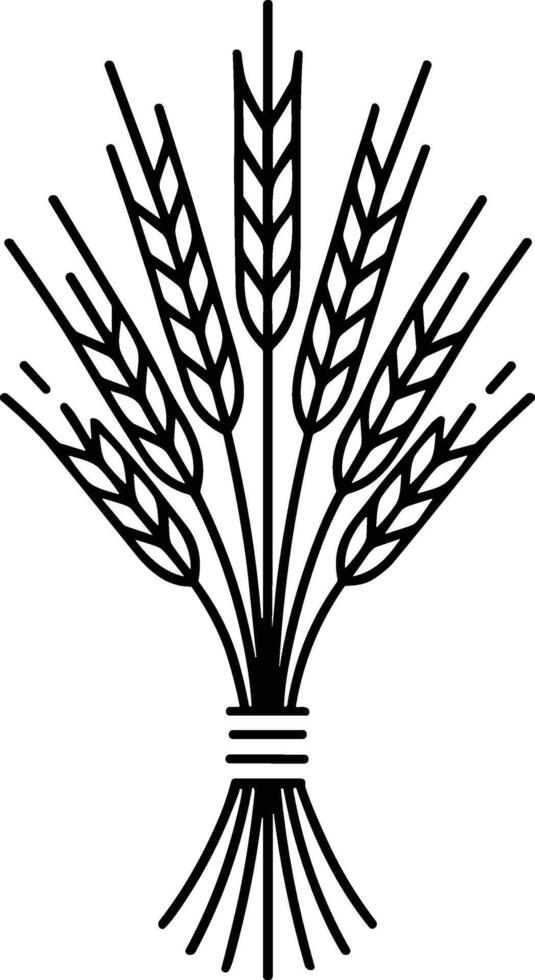 Thanksgiving Wheat Sheaf Line Art - Minimal Harvest Illustration vector