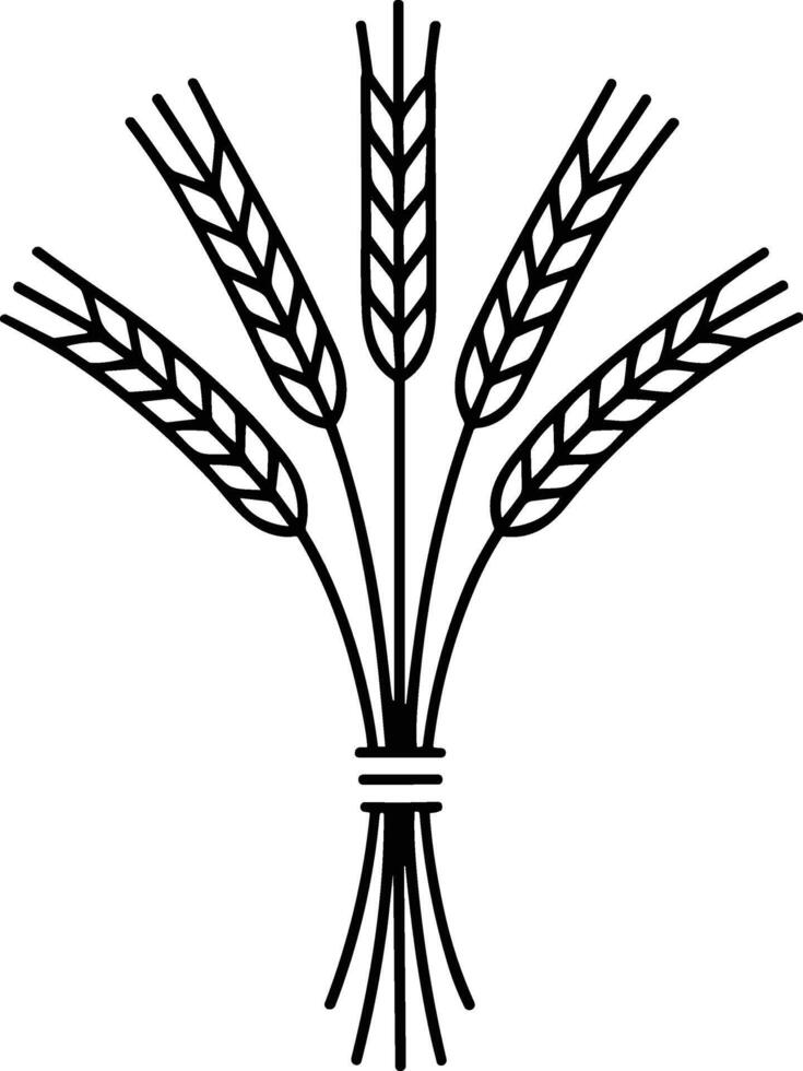 Simple Wheat Sheaf Line Art - Thanksgiving Harvest Illustration vector
