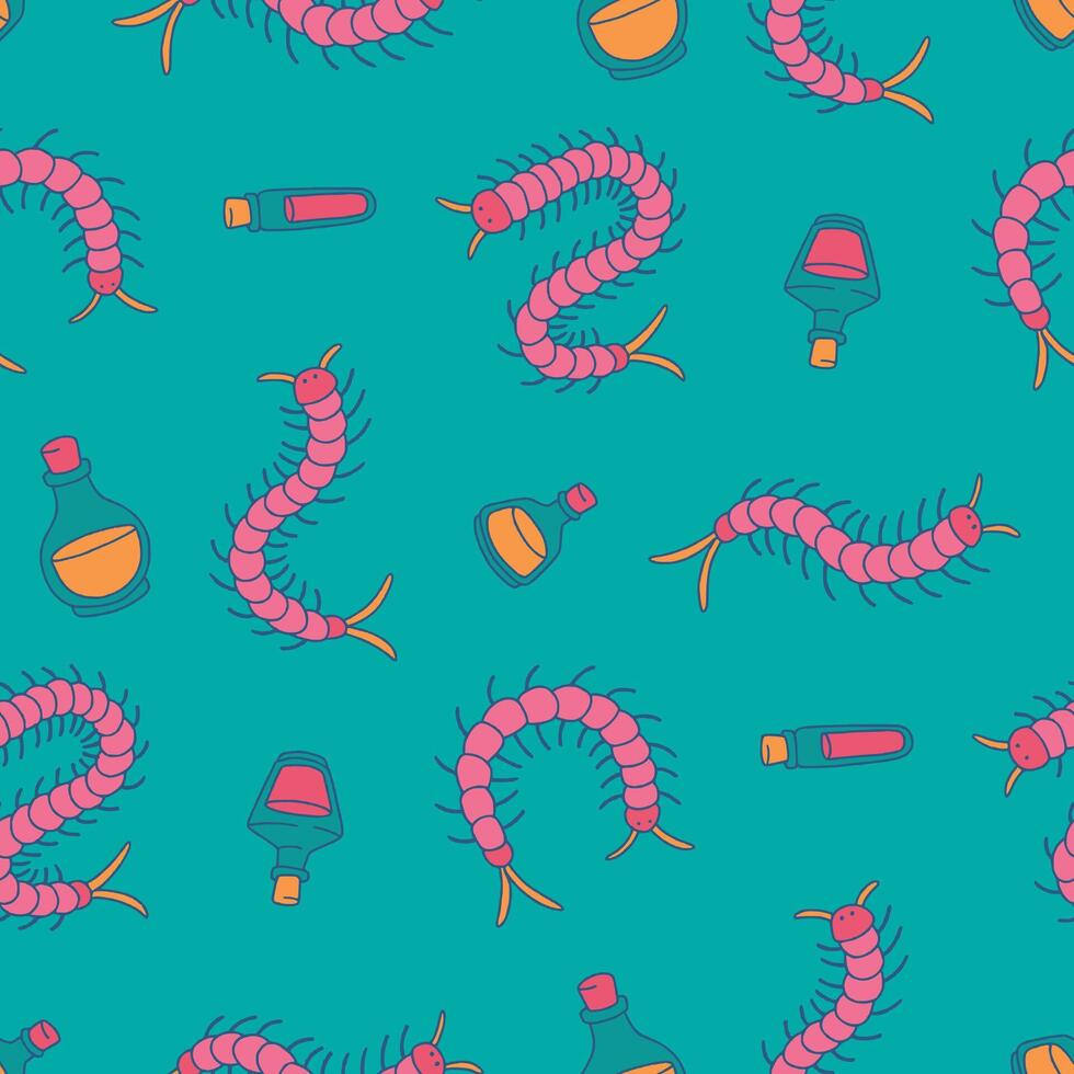 Centipede Insect Potion Pattern Illustration Seamless for Background Wallpaper Packaging vector