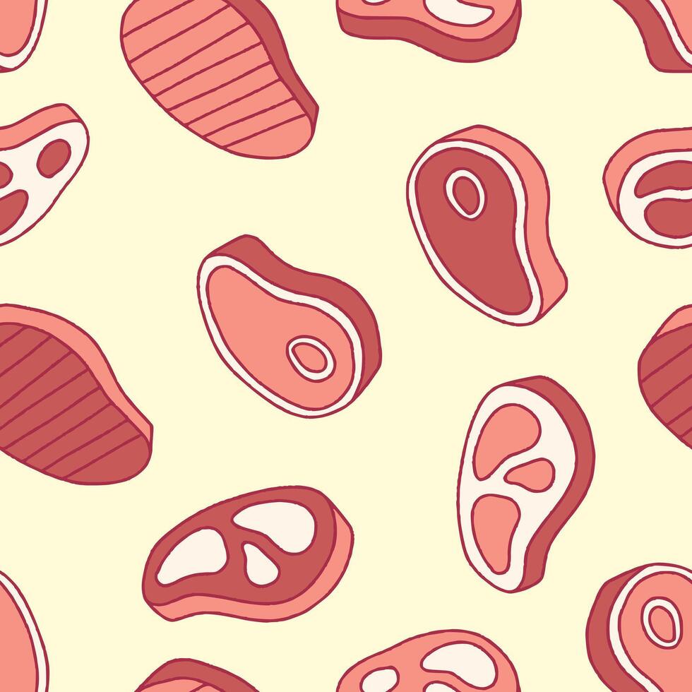Meat Seamless Pattern Background for Surface Print Fabric Fashion Wrapping vector