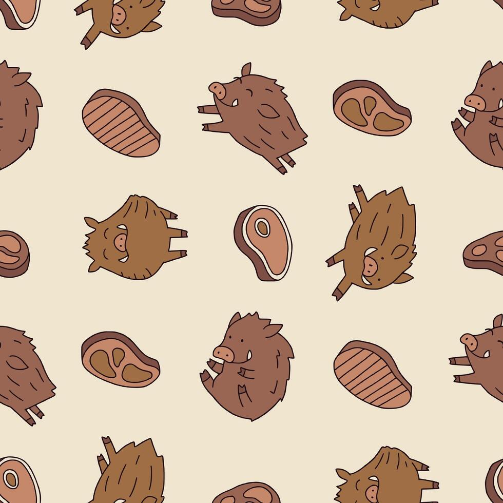 Seamless Pattern of Wild Boar Meat Background for Fashion Wrapping Print Fabric Surface vector
