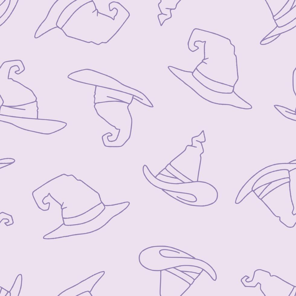Outline Wizard Hat Seamless Pattern Background for Surface Print Fabric Fashion Wrapping vector