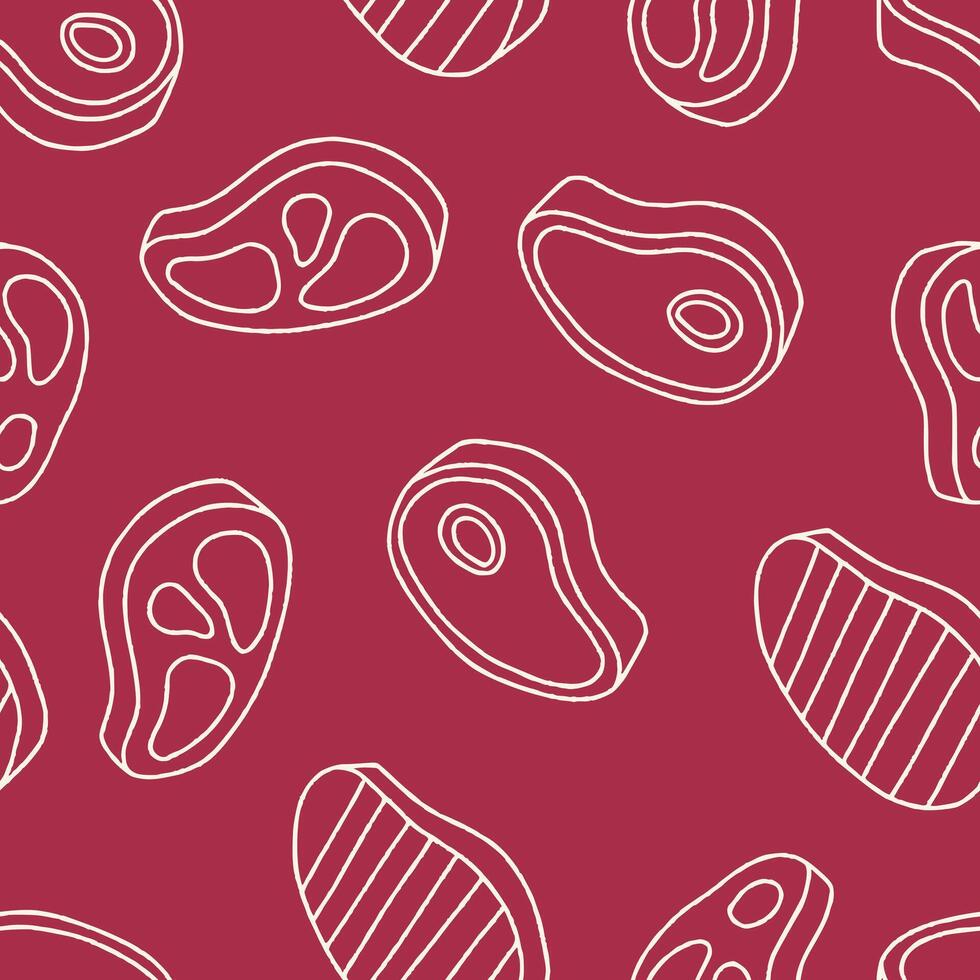 Outline Meat Seamless Pattern Background for Surface Print Fabric Fashion Wrapping vector