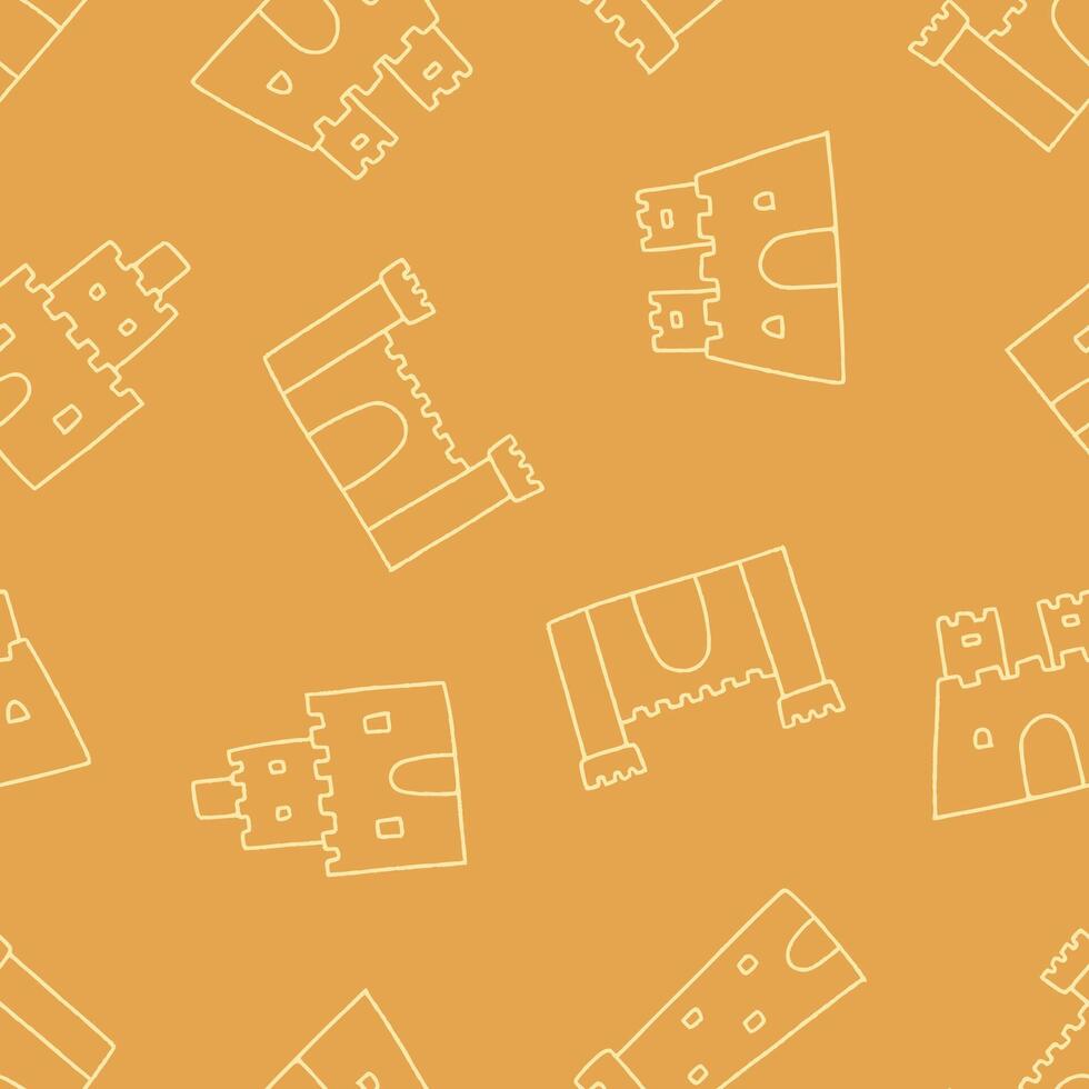 Outline Sand Castle Pattern Repeat Seamless for Wallpaper Background Cover Packaging vector