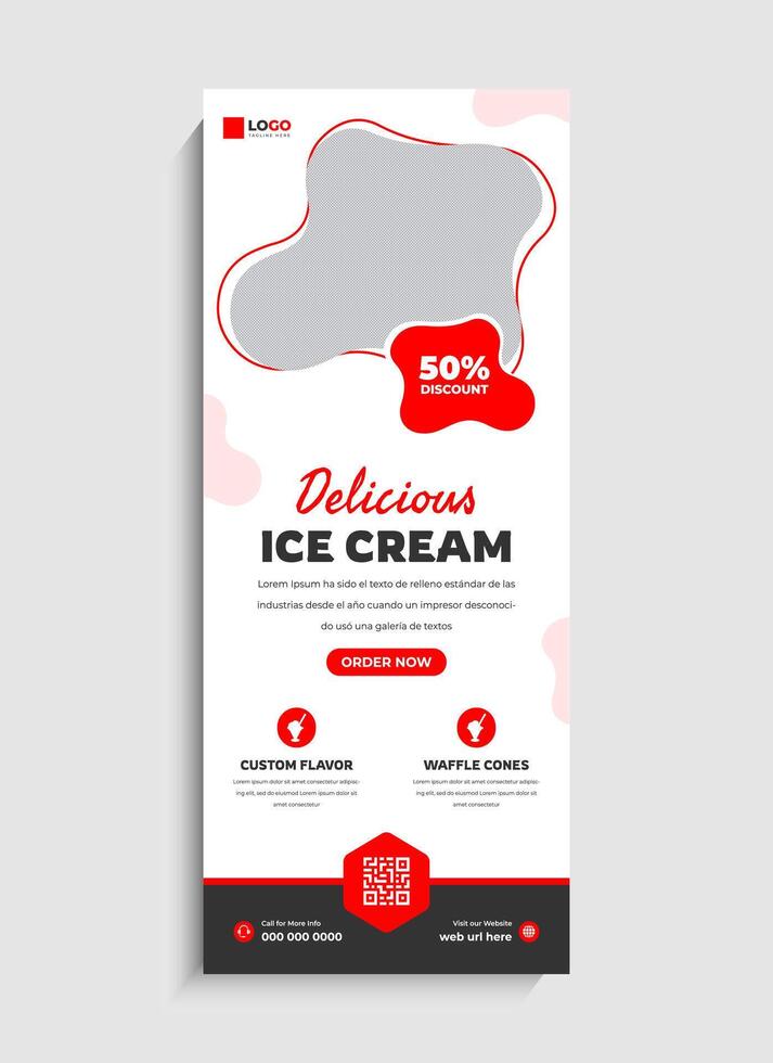 Ice Cream Shop Roll up Signage Banner Template vector
