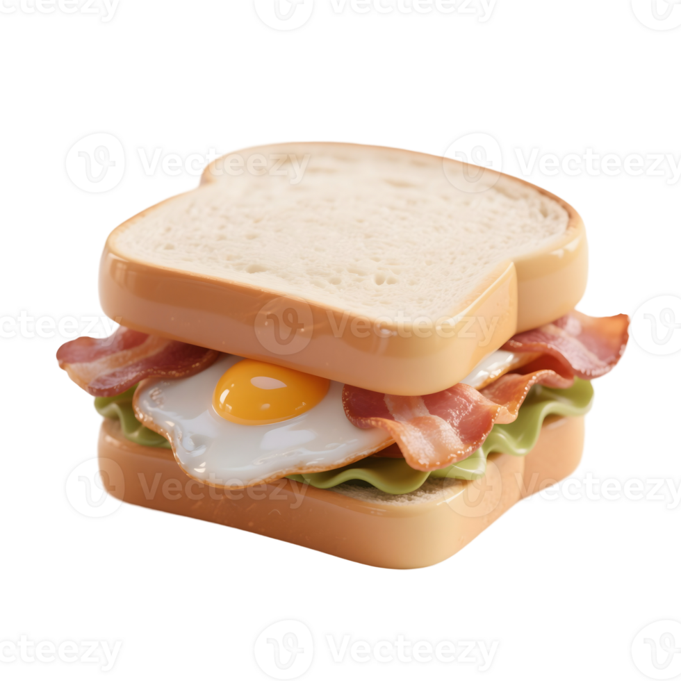 A sandwich with bacon and an egg on it png