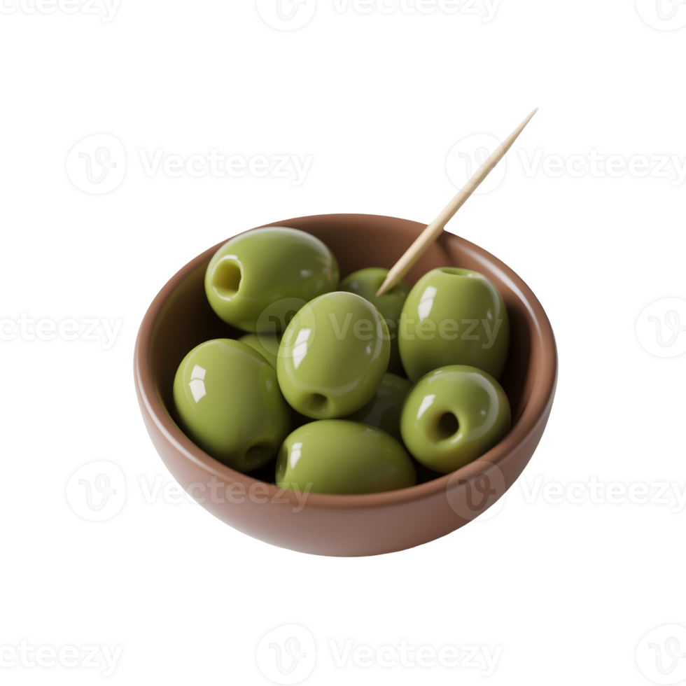 Olives in a bowl with a toothpick png