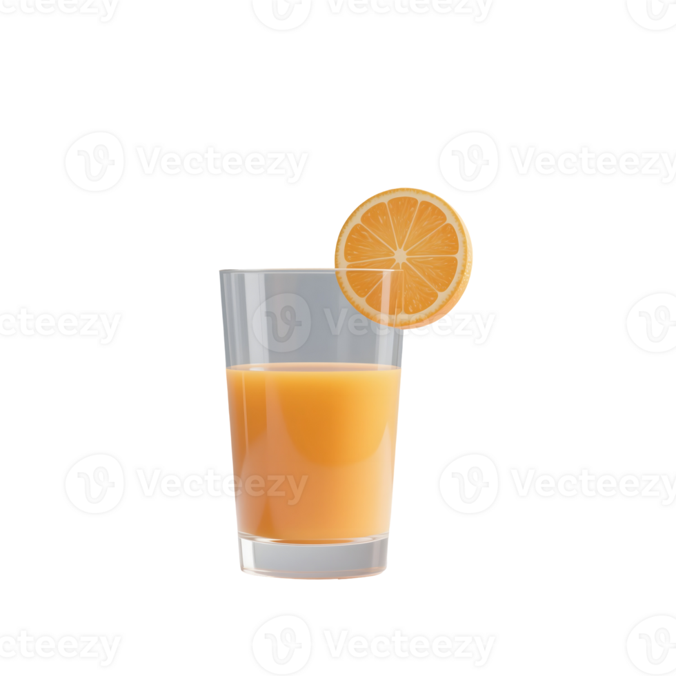 Orange juice in a glass with a slice of orange png