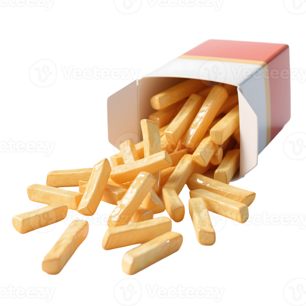 A box of french fries spilling out of it png