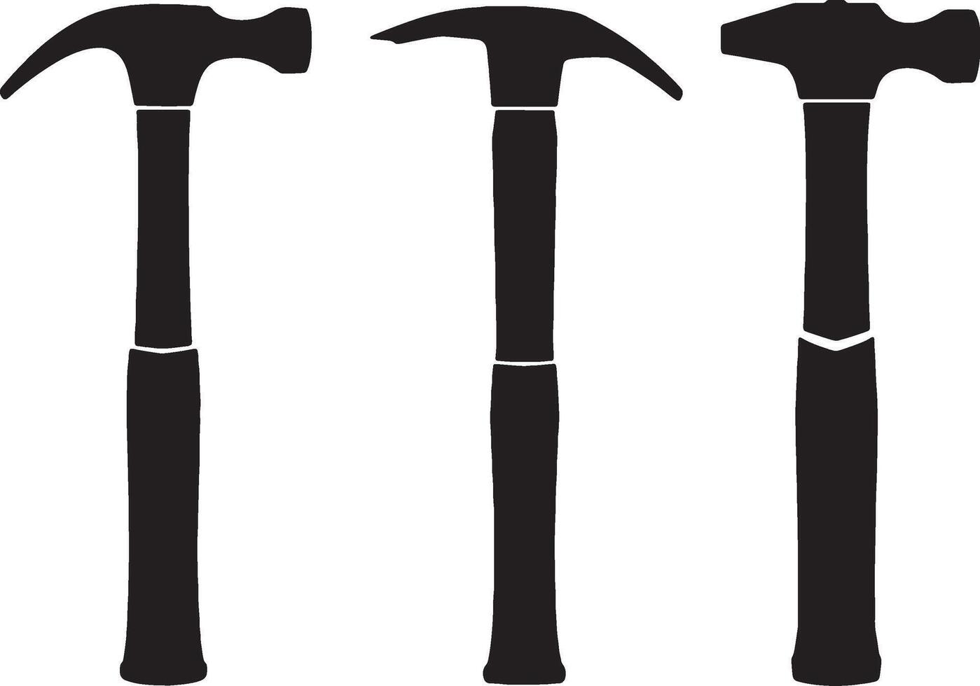 Hammer tool set illustration construction building and repair equipment silhouettes vector