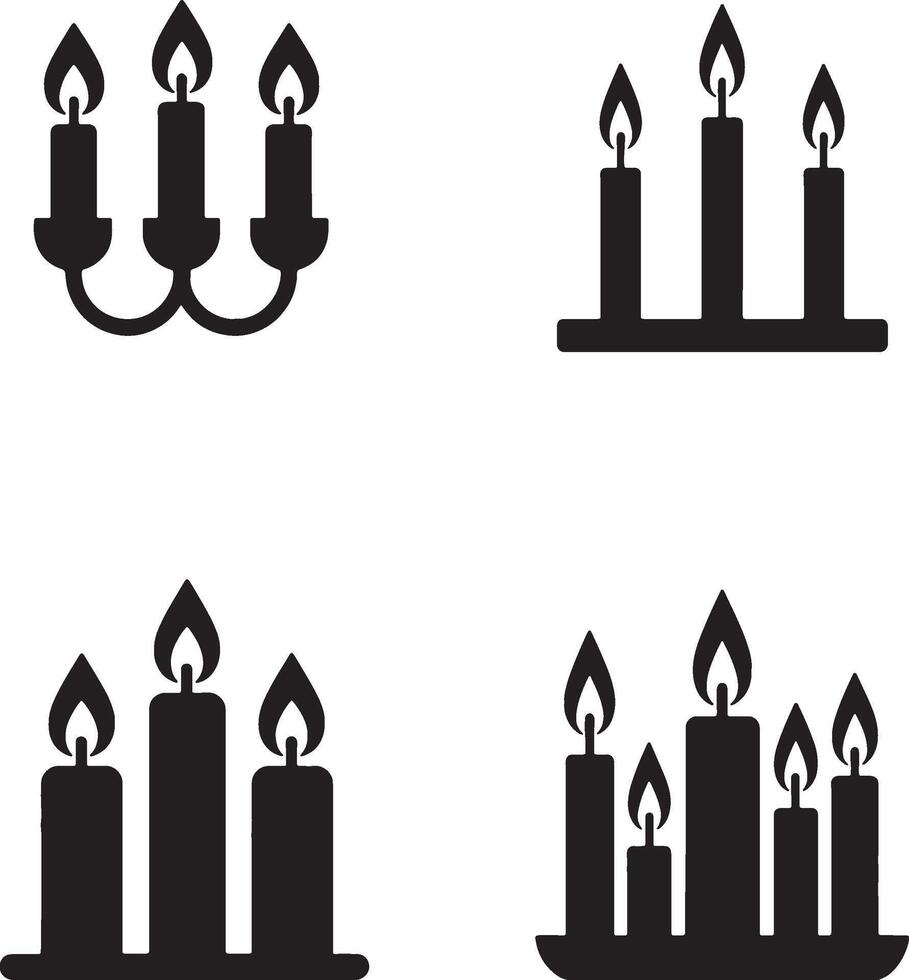Candlelight set silhouette illustration for celebration,festive,or religious designs vector
