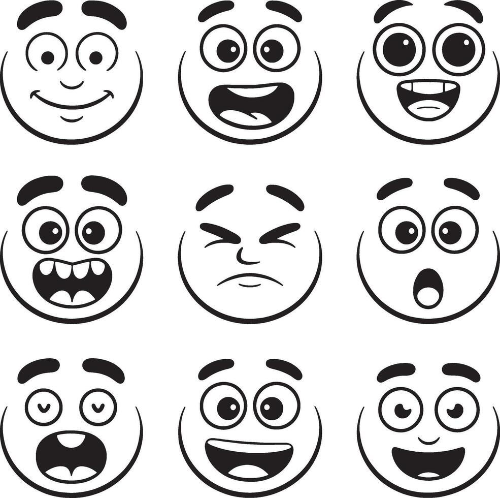 Best cartoon faces showing different emotions vector