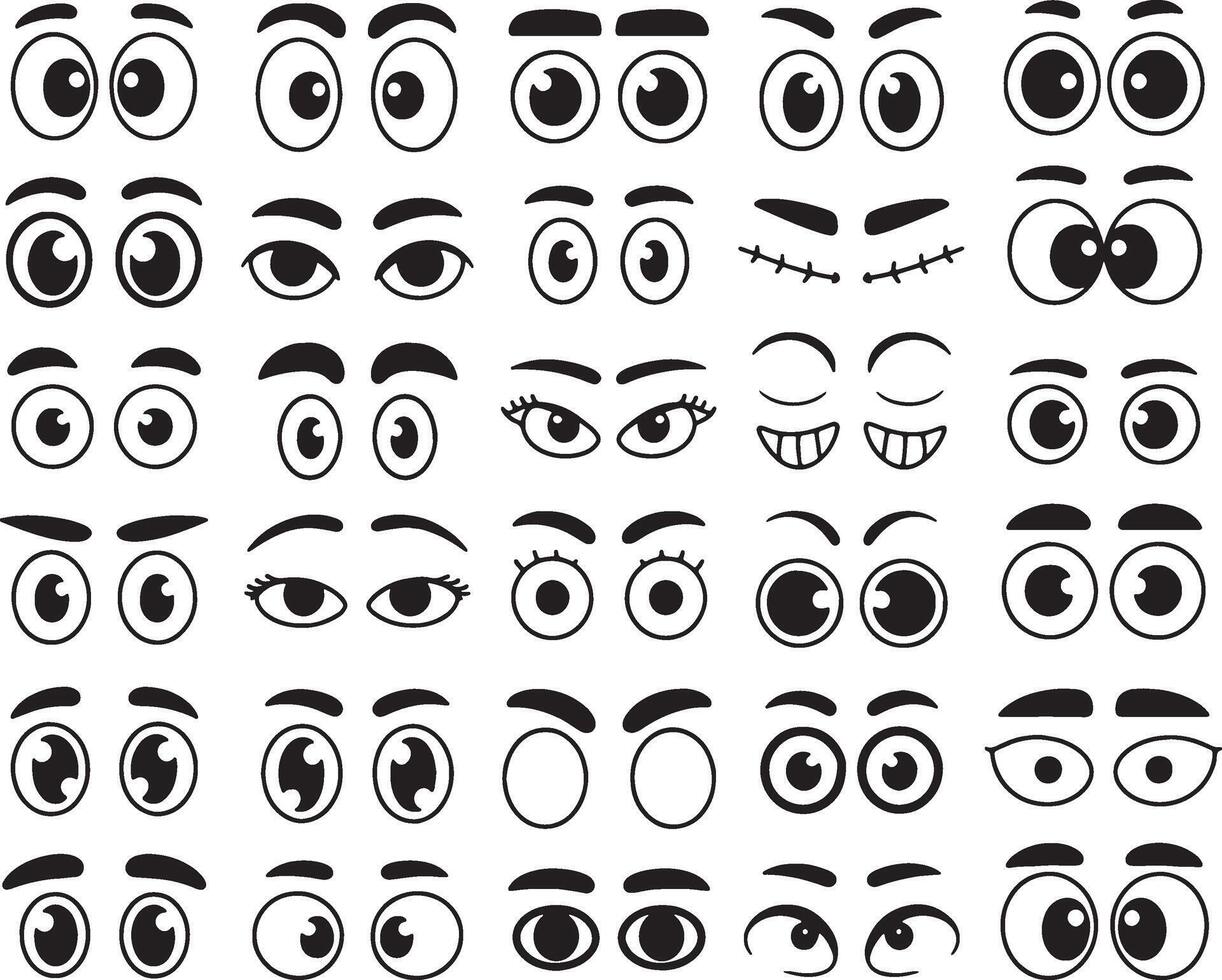 Best Cartoon eyes collection diverse expressions set vector