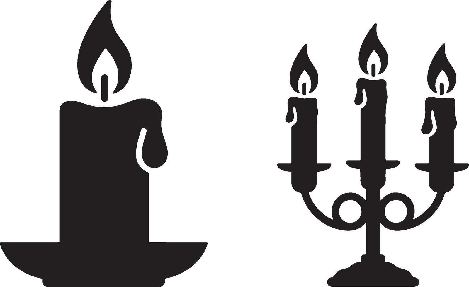 candle and candle icon set vector