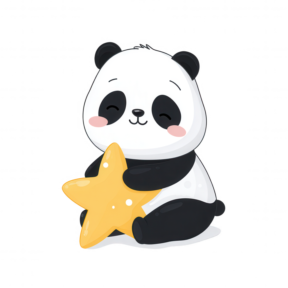 Cute panda holding star, showcasing playful and adorable expression. This charming illustration captures essence of joy and innocence, perfect for children themes png