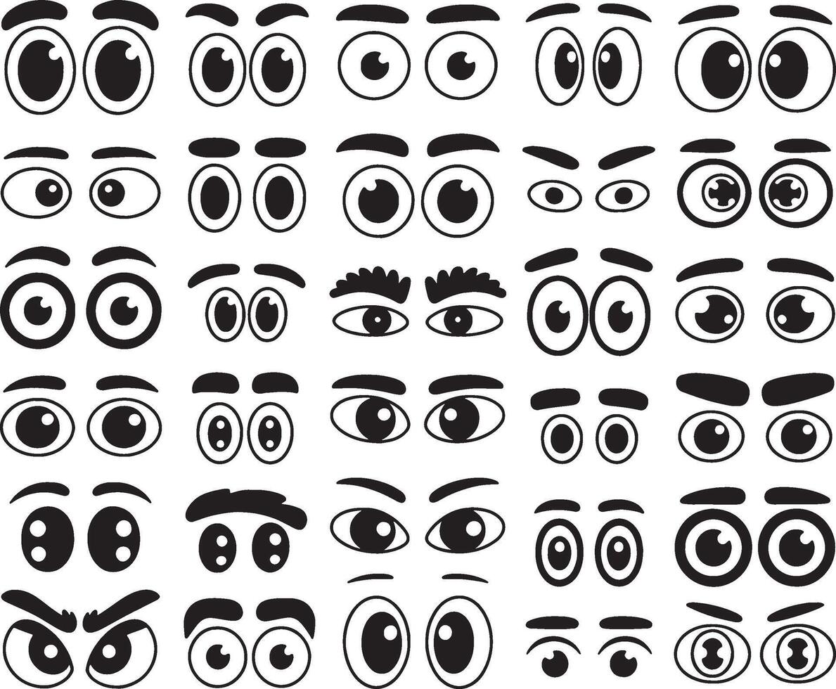 Unique Cartoon eyes collection diverse expressions set vector