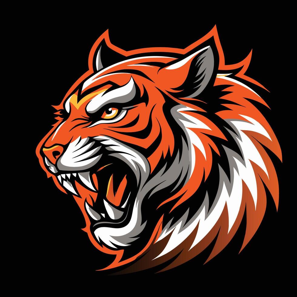 Roaring Tiger Head Mascot vector
