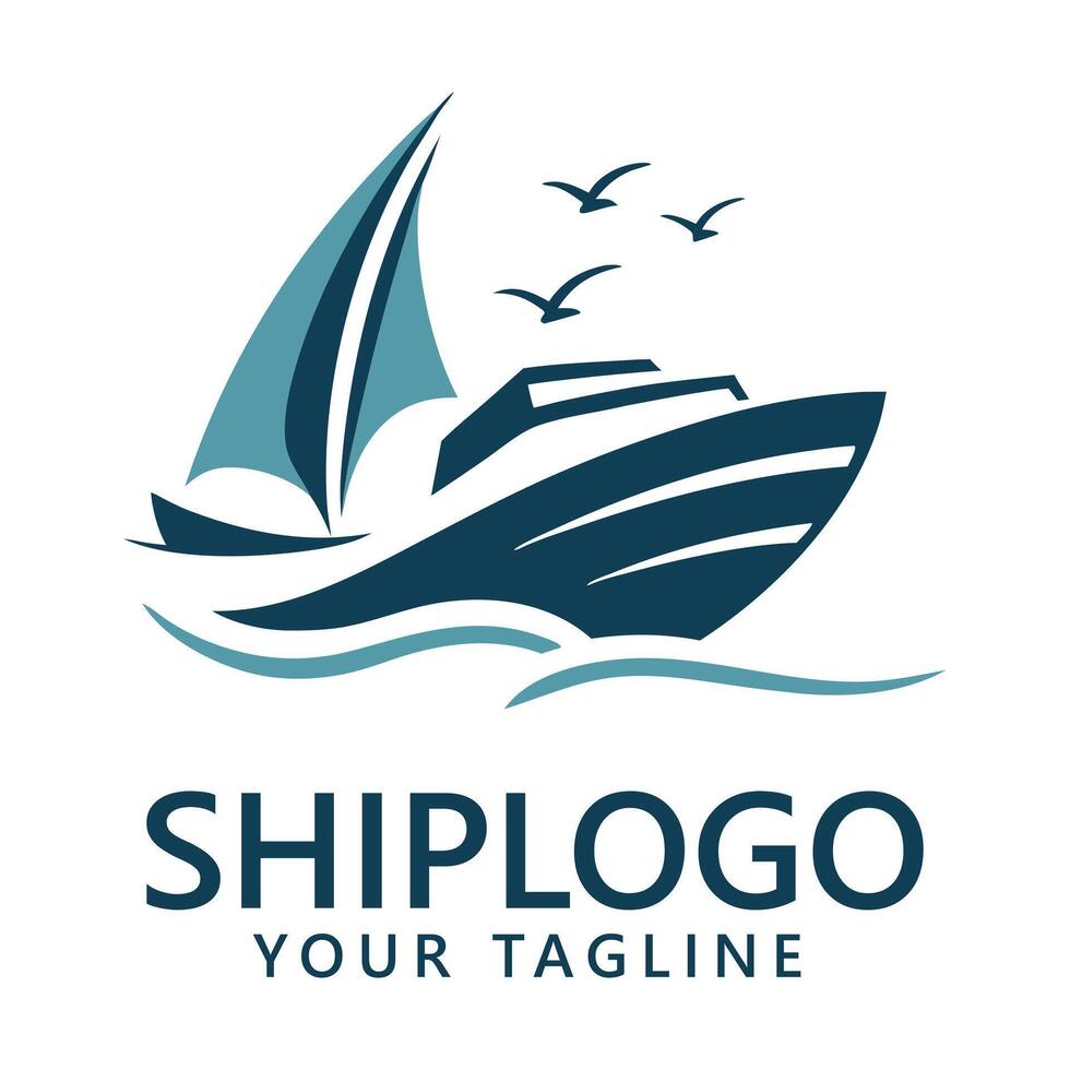 Elegant Ship Logo with Sails and Birds Nautical Branding for Marine and Travel Industries vector