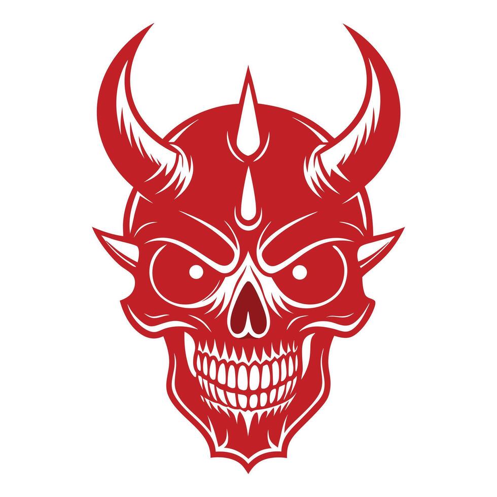 Angry Demon Skull Illustration vector