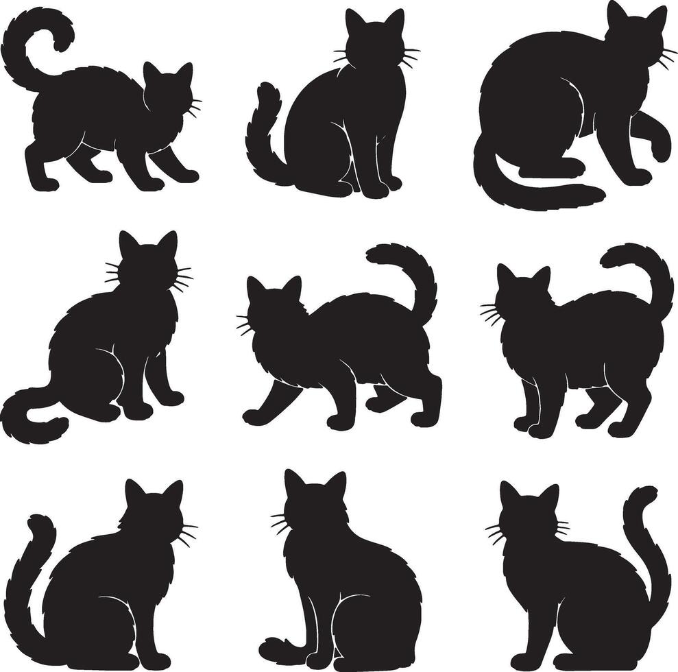 cat silhouettes set illustration vector