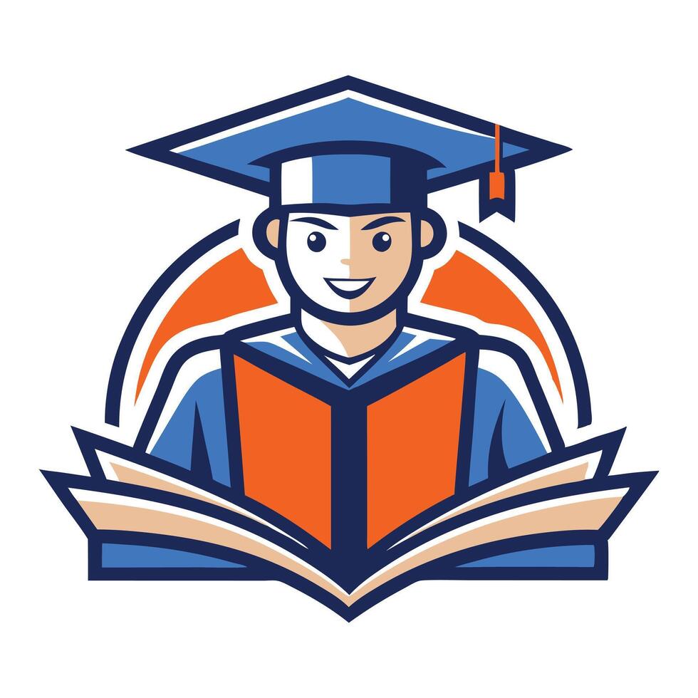 Graduation Shield Badge Icon with Student and Laurel vector
