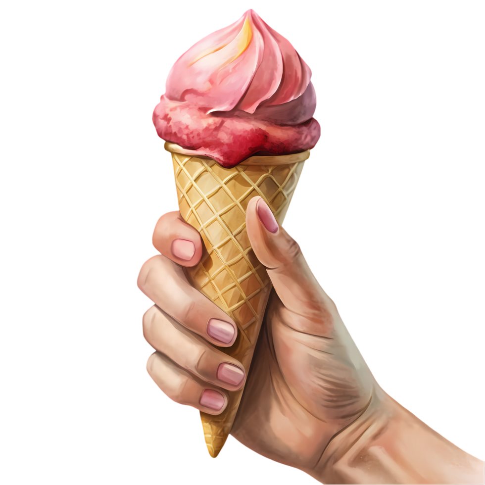 Tasty Ice Cream Cone Drawing in Hand png