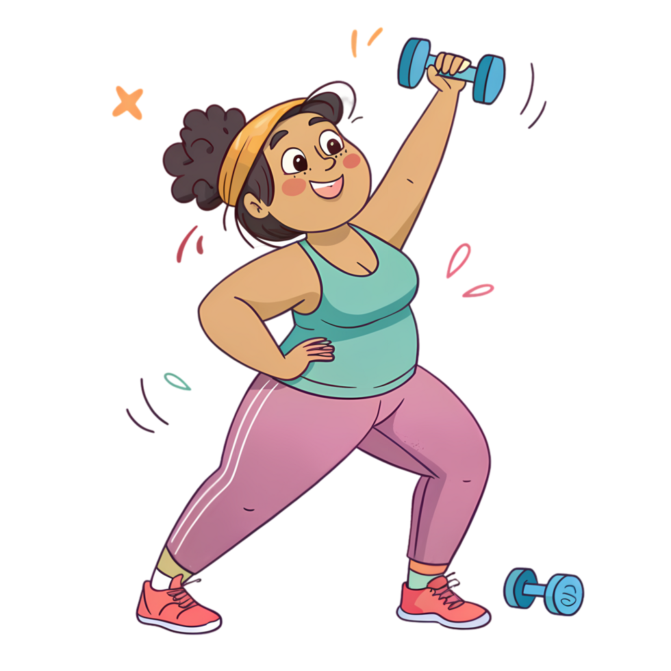 Plus size woman in activewear smiling png