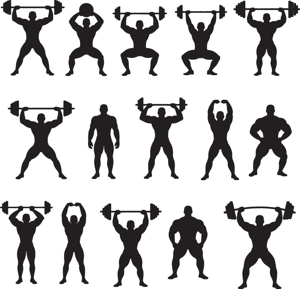 bodybuilding silhouettes illustration vector
