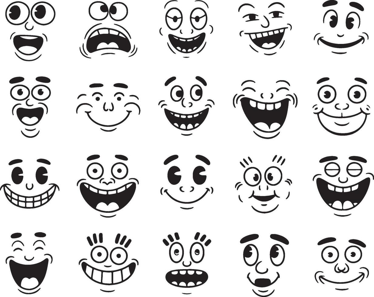 Best Collection of funny cartoon faces expressions vector