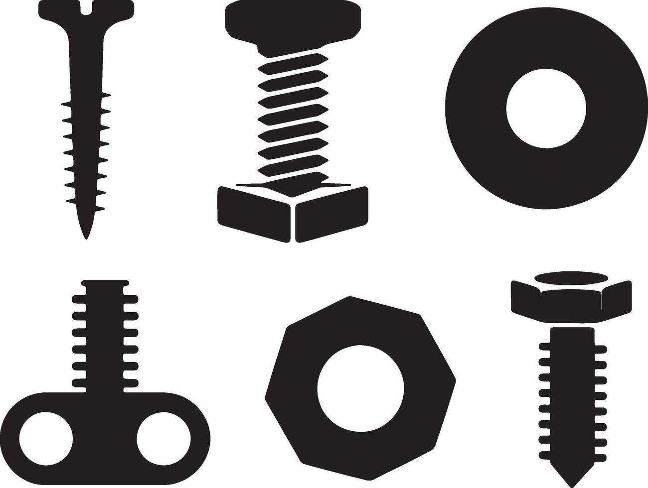 screws and nuts icons set on white background vector