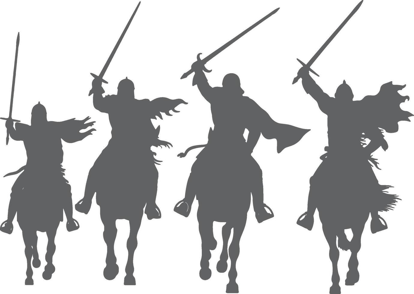 Medieval knights charging into battle on horseback vector