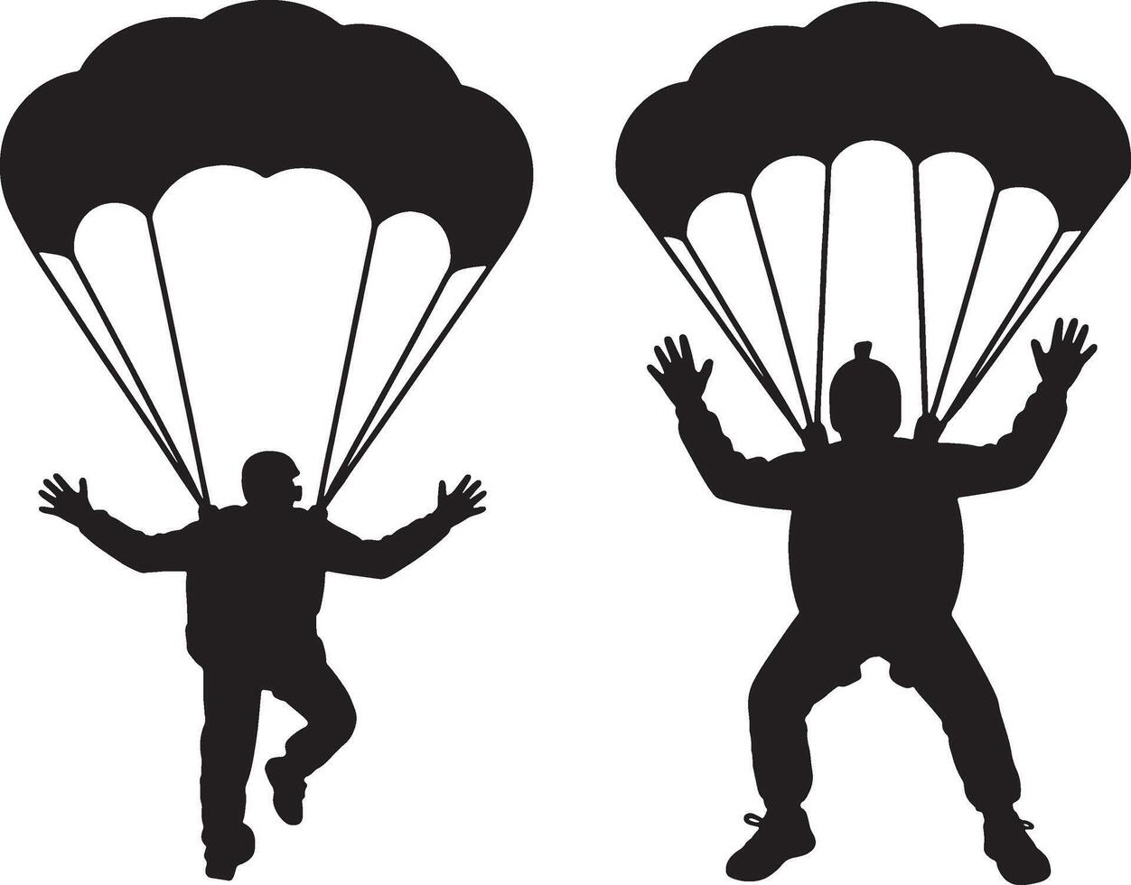 Best Skydiving silhouettes parachuting adventure extreme sports vector