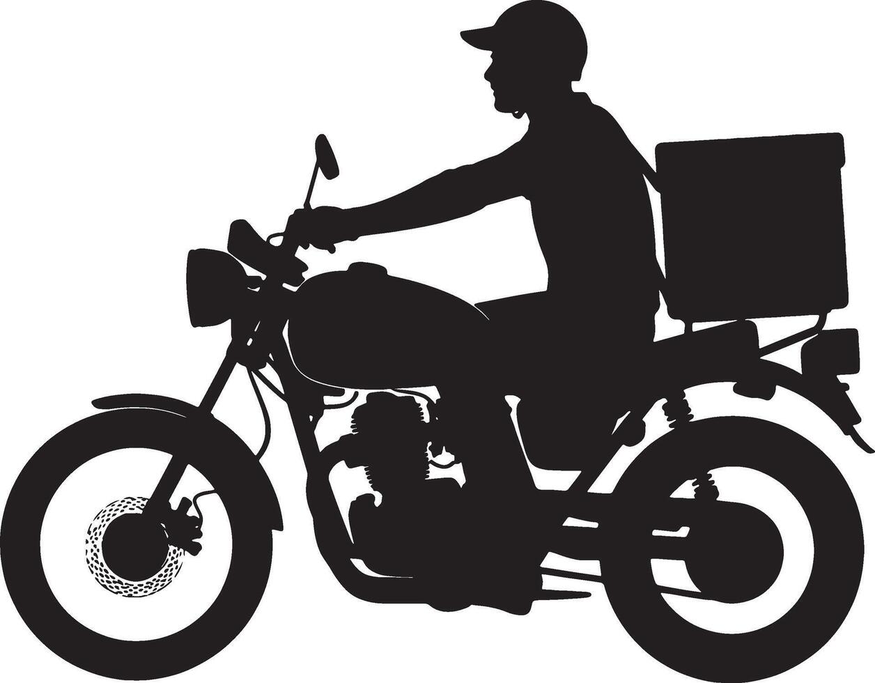 Motorcycle delivery driver silhouette side view vector