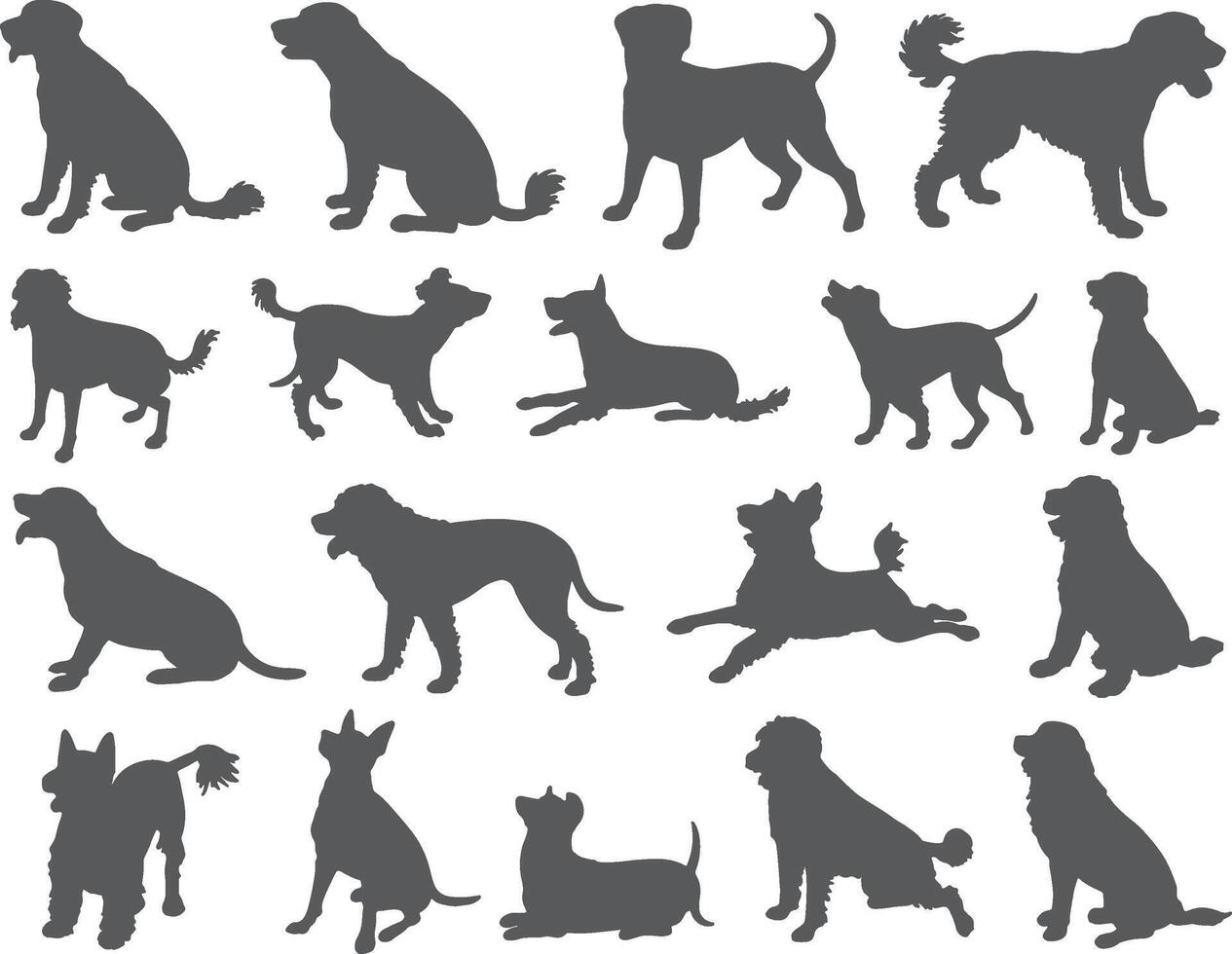 various dog silhouettes on a white background vector