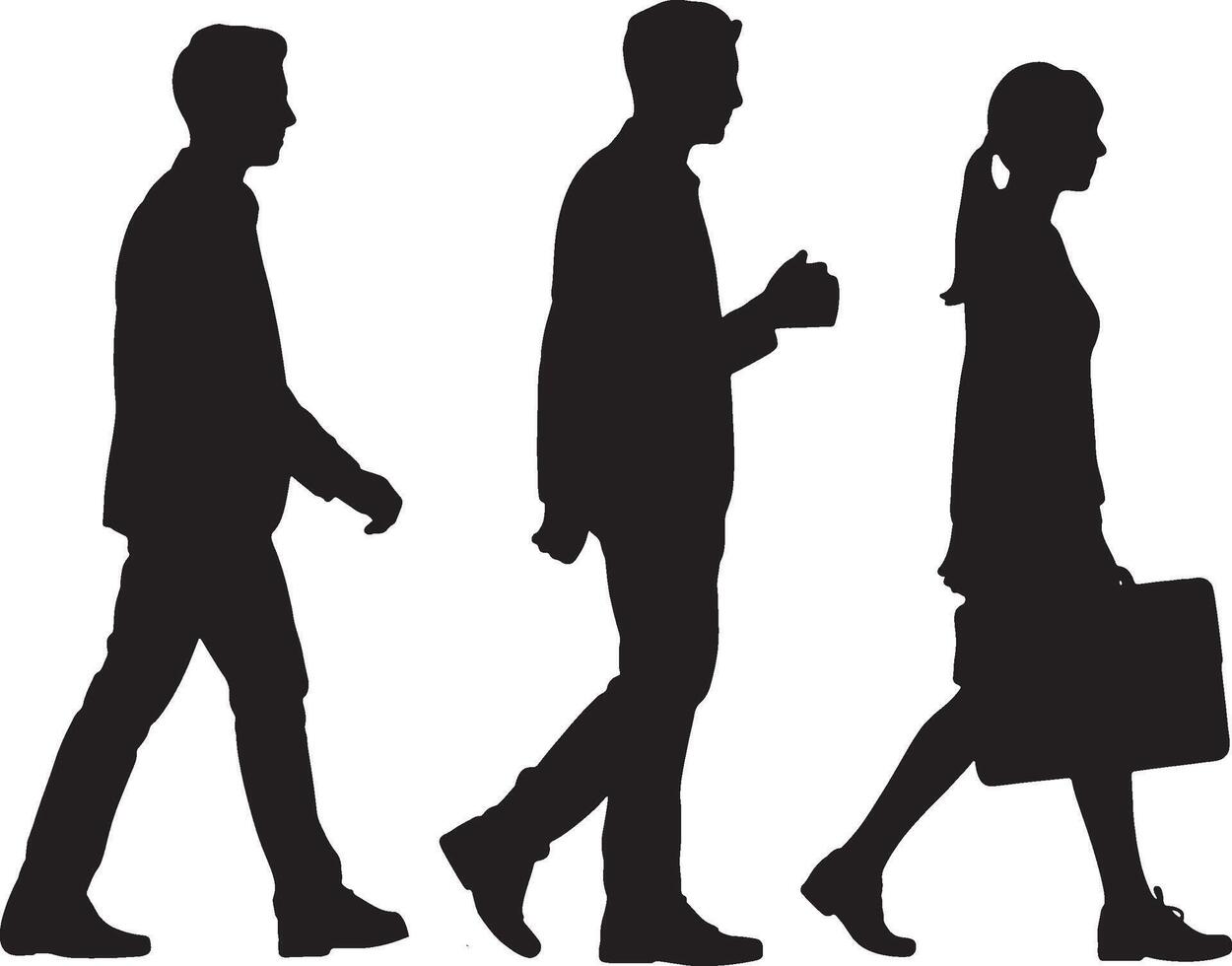 Silhouettes of three business people walking vector