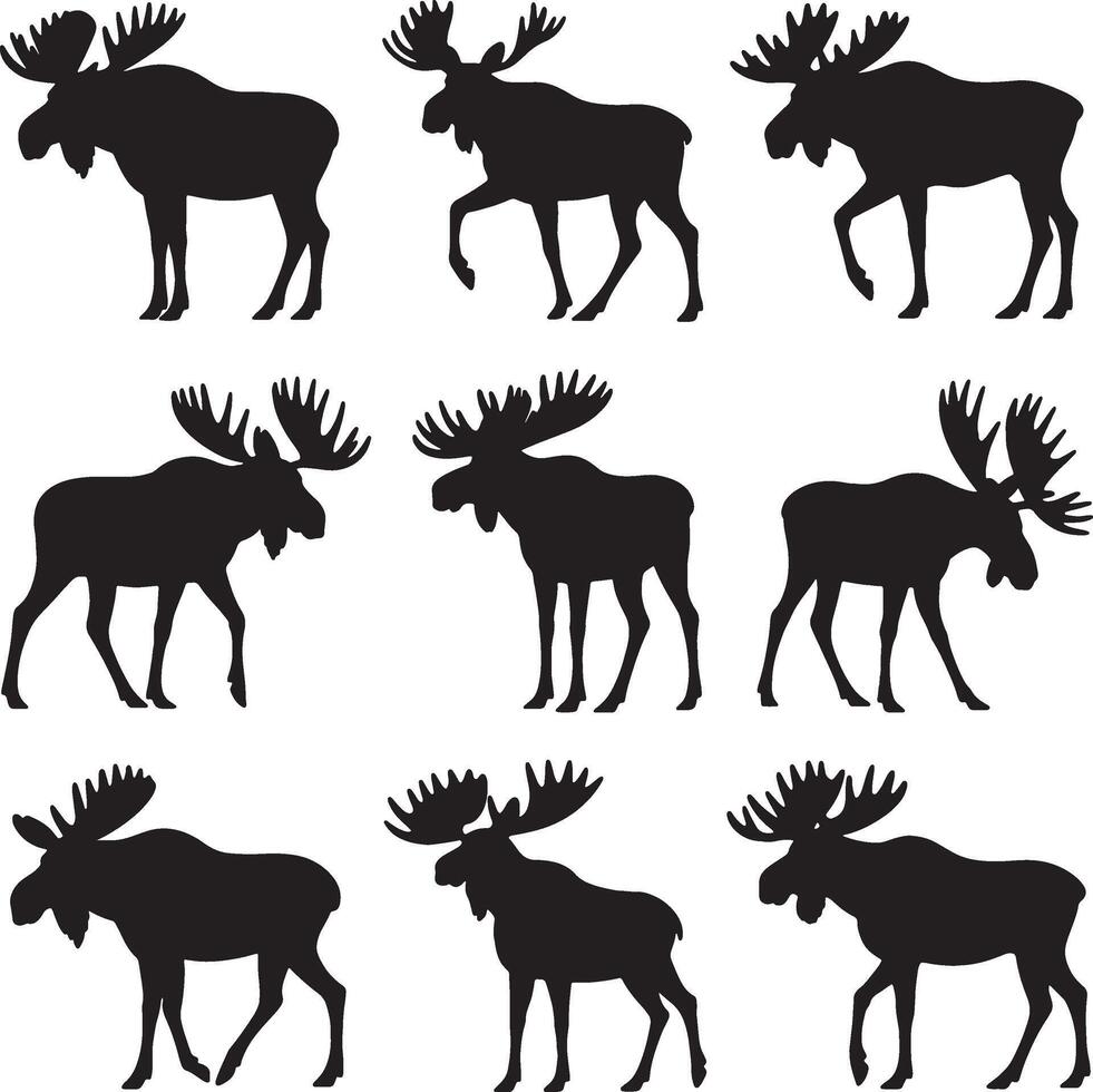 moose silhouette set illustration vector