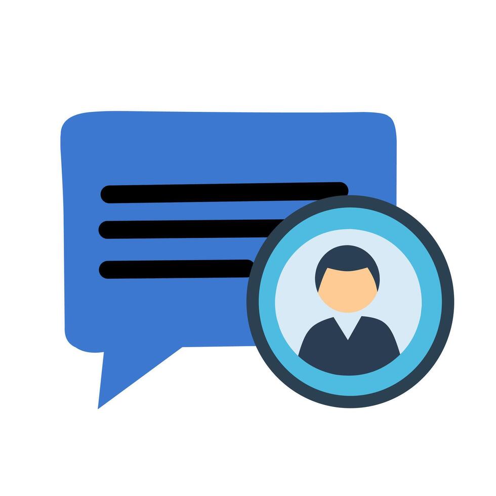 Speech bubble with user avatar icon, symbolizing personal messaging or user chat. Ideal for contact pages or apps vector