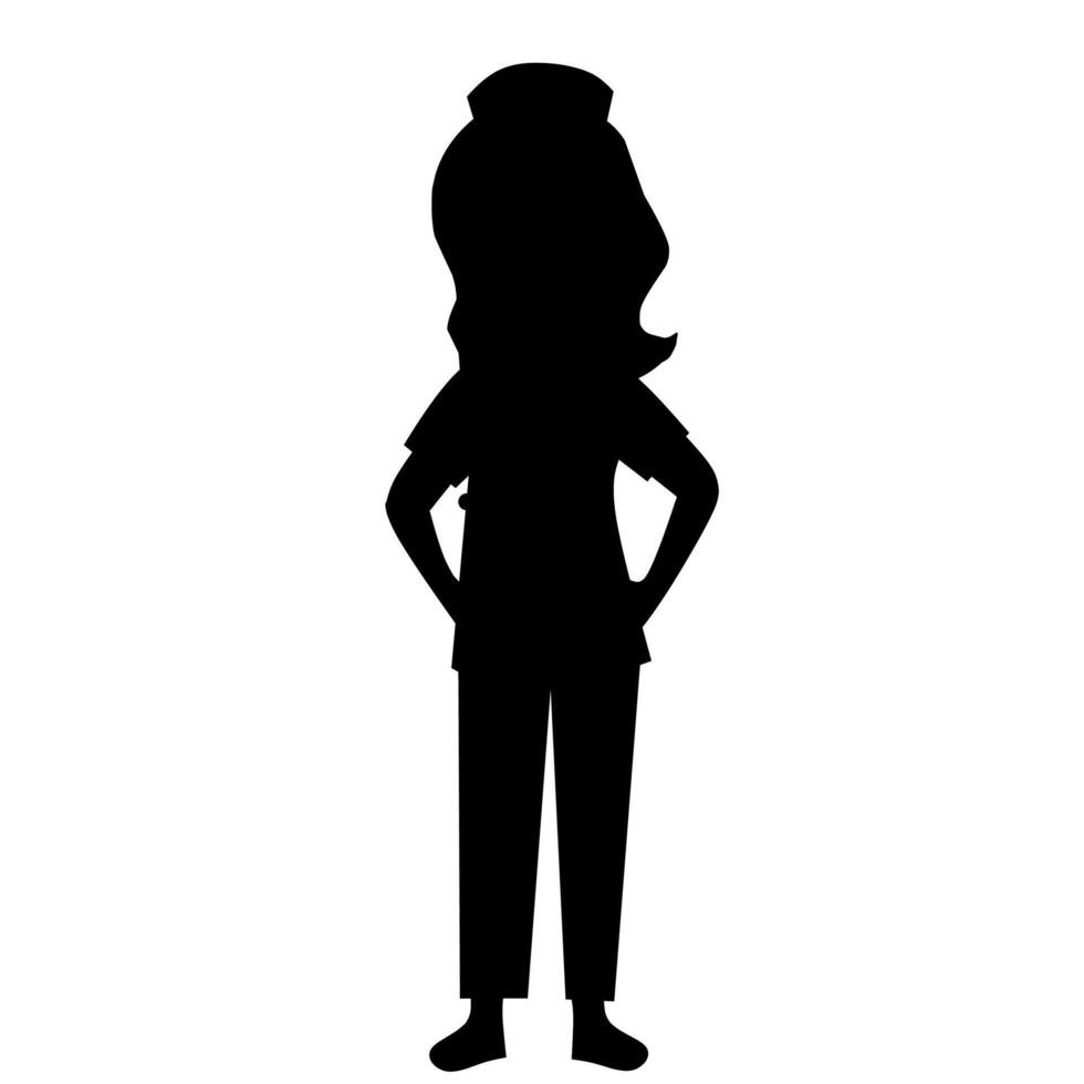 silhouette of a confident woman standing with hands on hips, representing leadership, empowerment, and professionalism. Isolated on white background vector