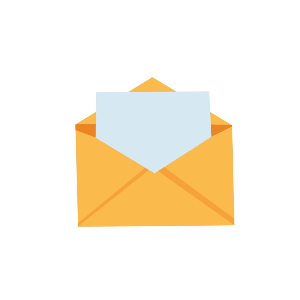 Open envelope with a letter inside, symbolizing email, mail service, or messaging. Perfect for contact or communication icons vector