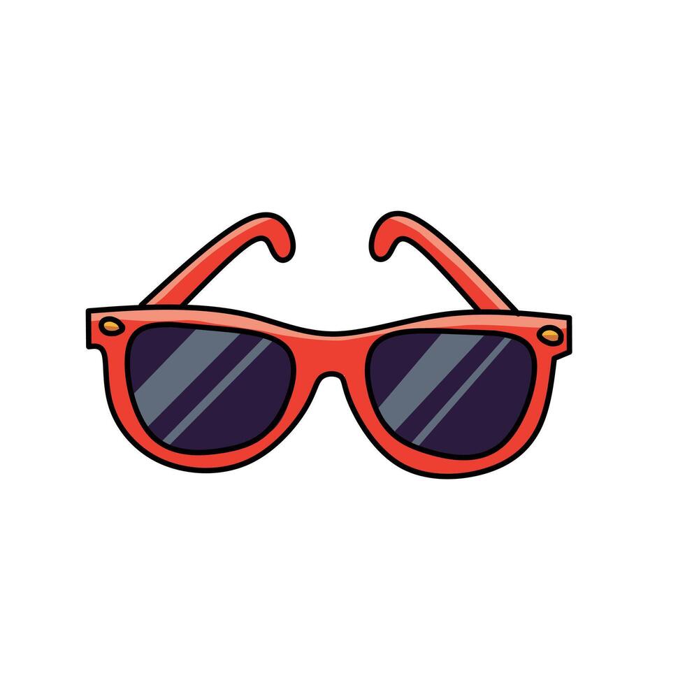 illustration of red sunglasses with dark lenses in a bold and fun cartoon style. Great for summer, holiday, fashion, or lifestyle designs that capture a cool and laid-back attitude vector